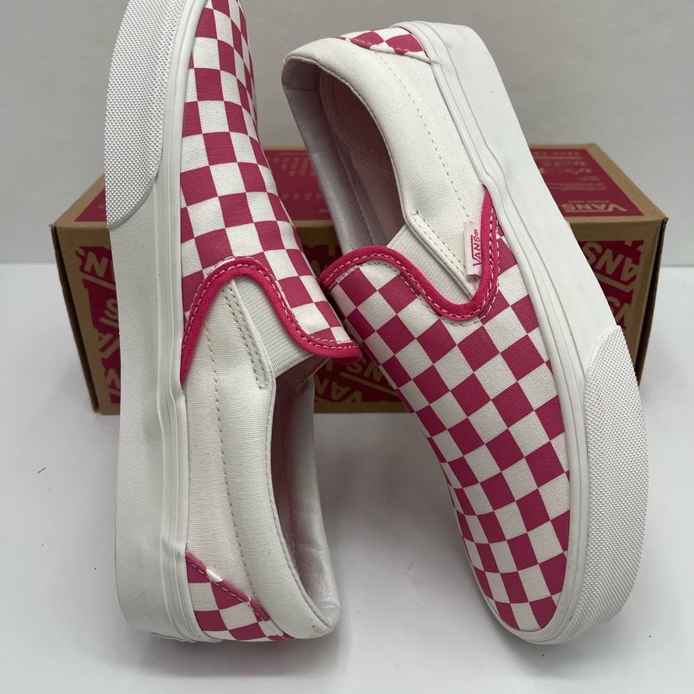 Vans Pink and White Checkered Slip-On Sneakers - Picture 9 of 16